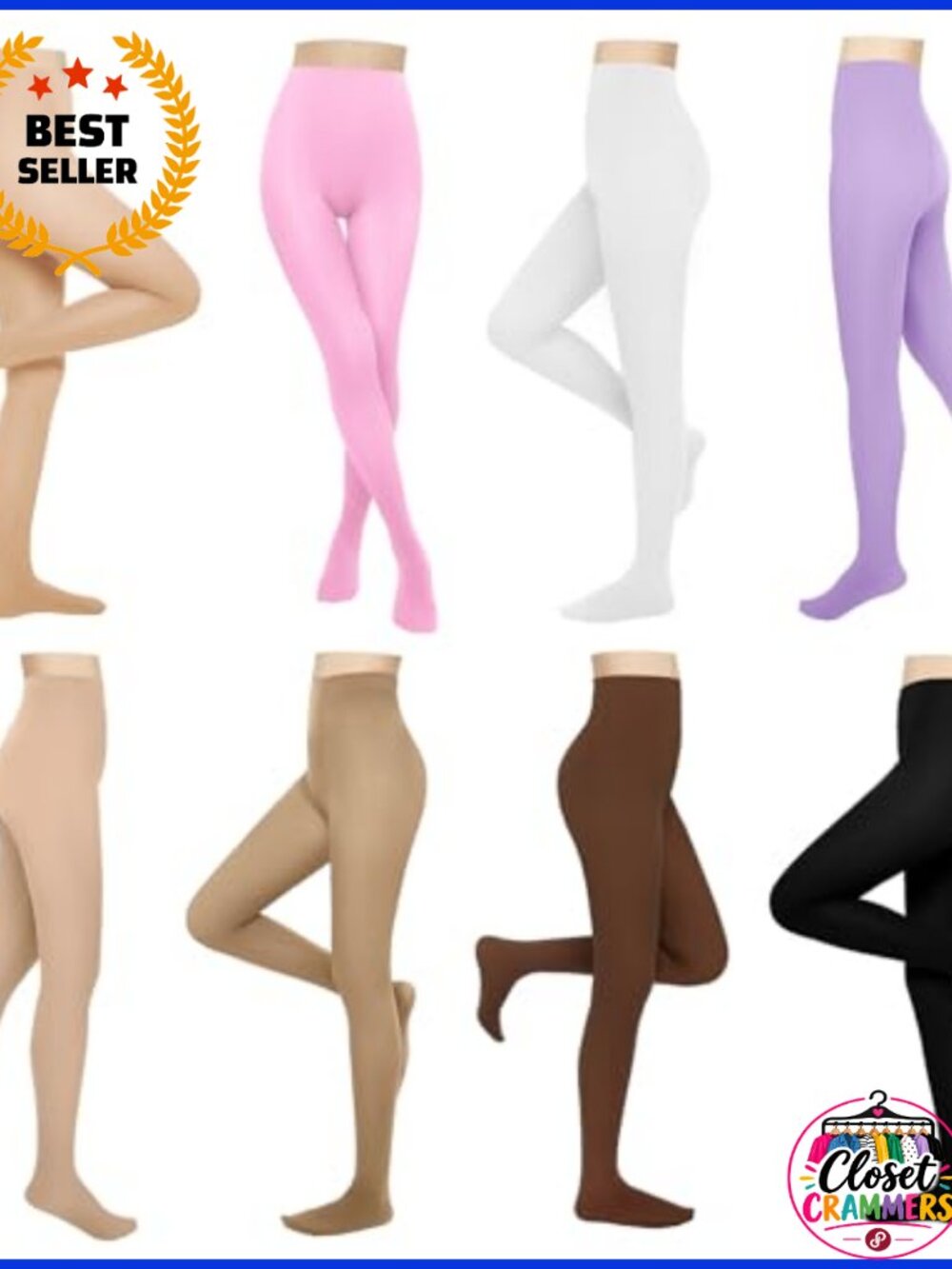 Women's Opaque Tights 8 Pairs 80D Cotton Spandex Stretch